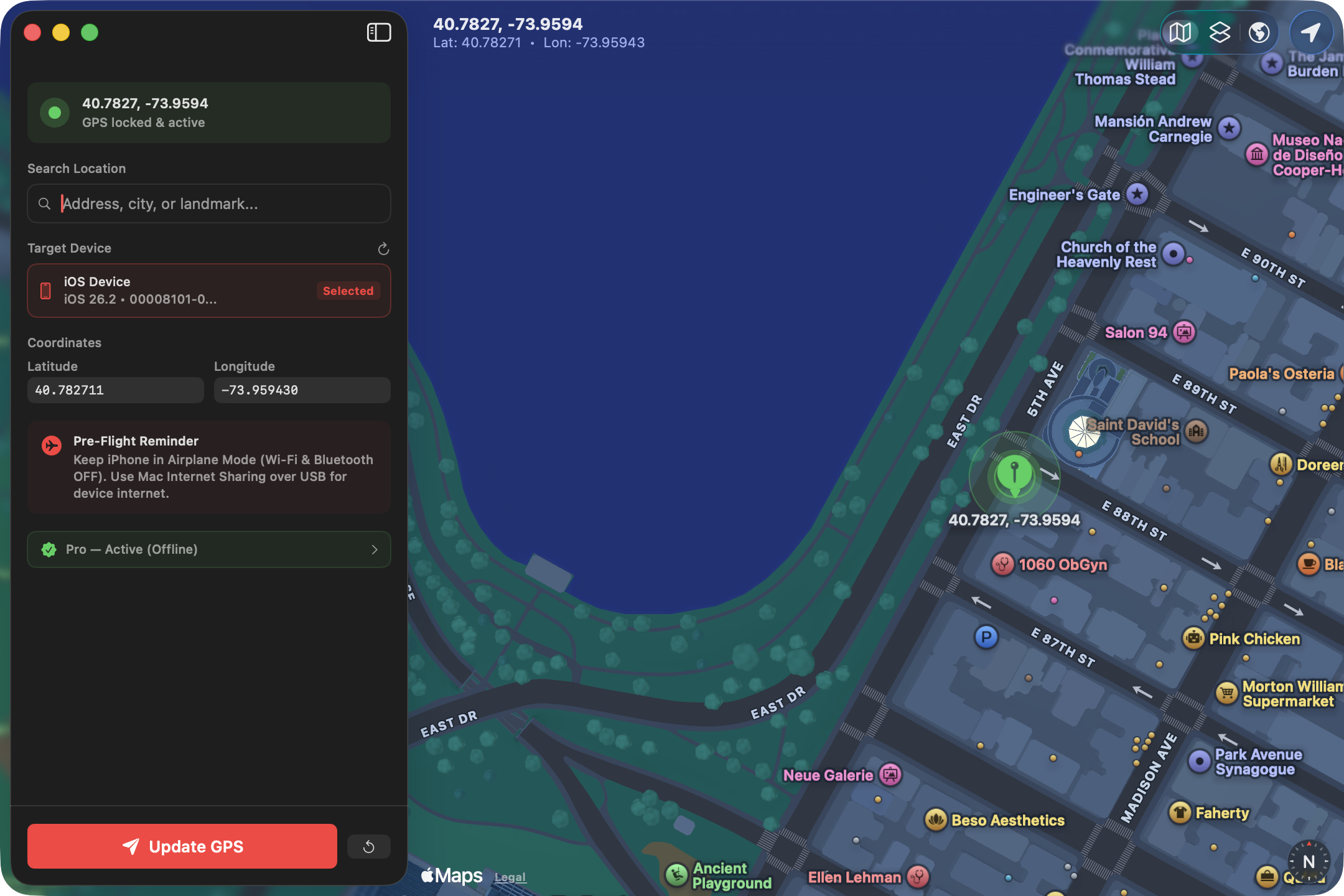 LocSet Mac App Interface